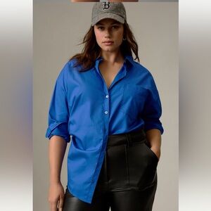 NWT Maeve by Anthropologie sapphire blue Bennett button down shirt, 3X